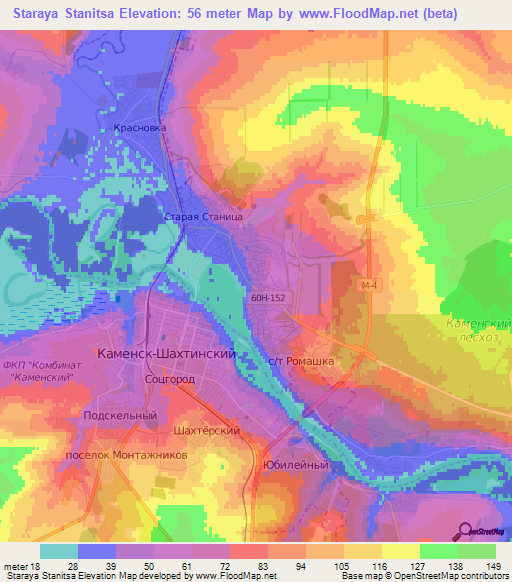 Staraya Stanitsa,Russia Elevation Map