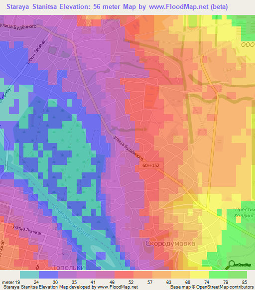 Staraya Stanitsa,Russia Elevation Map