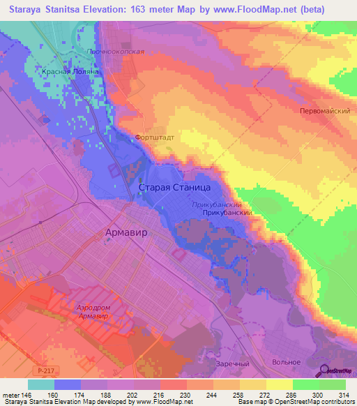 Staraya Stanitsa,Russia Elevation Map