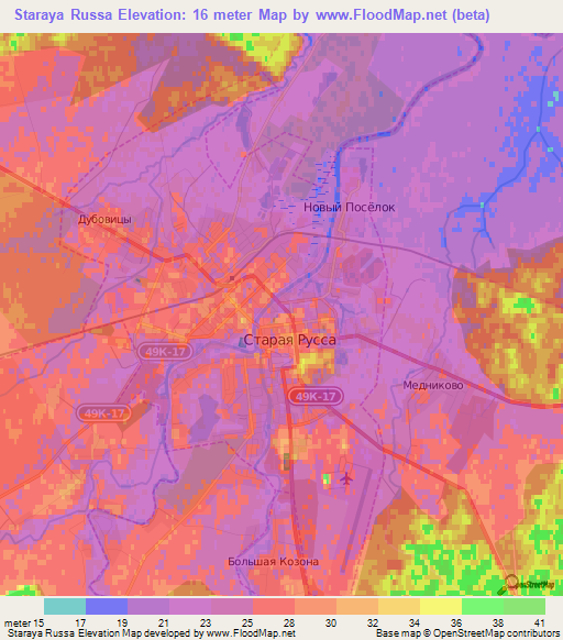 Staraya Russa,Russia Elevation Map