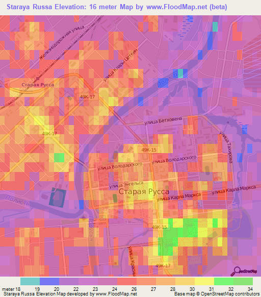 Staraya Russa,Russia Elevation Map