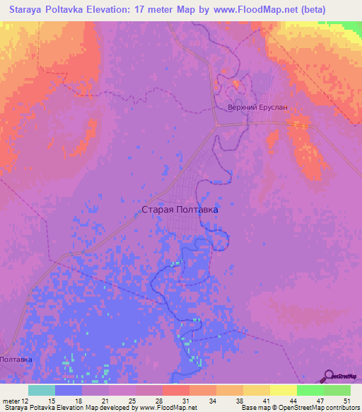 Staraya Poltavka,Russia Elevation Map