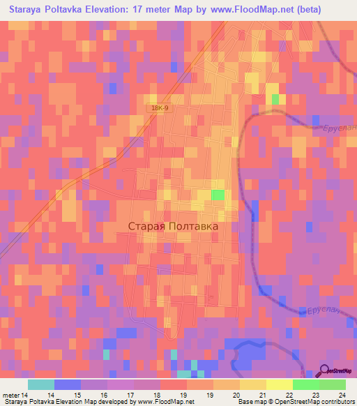 Staraya Poltavka,Russia Elevation Map