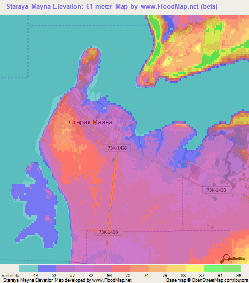 Staraya Mayna,Russia Elevation Map