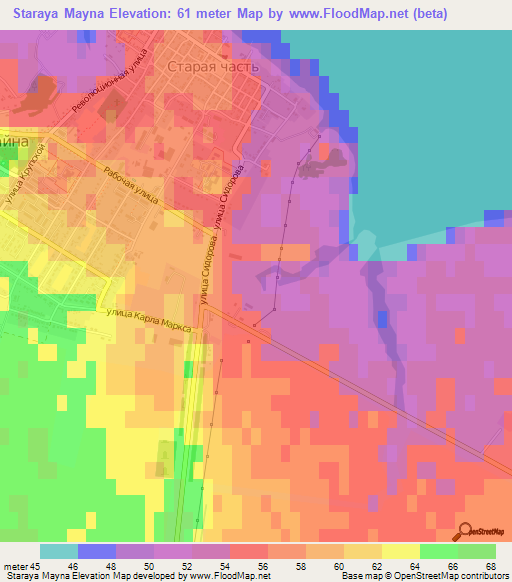 Staraya Mayna,Russia Elevation Map