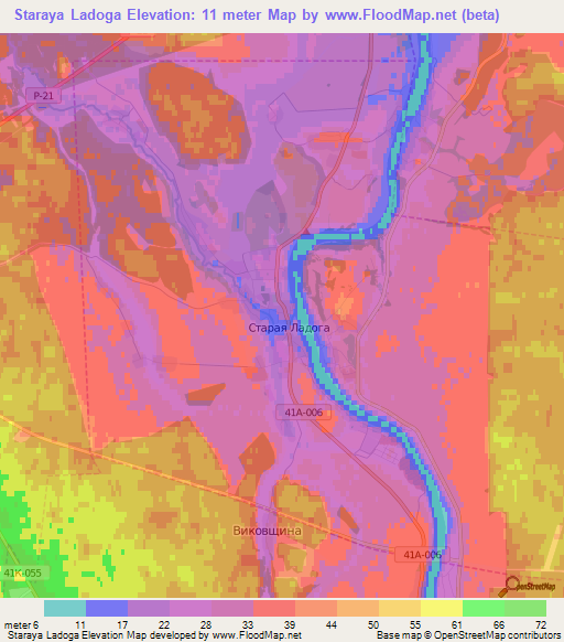 Staraya Ladoga,Russia Elevation Map