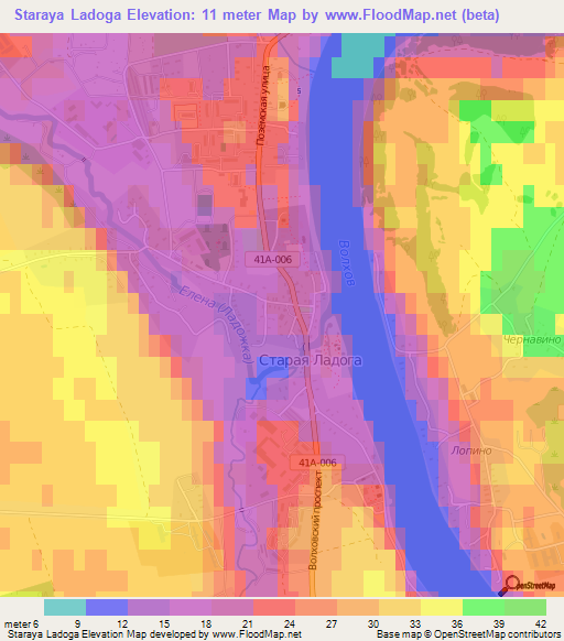 Staraya Ladoga,Russia Elevation Map