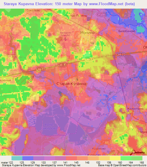 Staraya Kupavna,Russia Elevation Map