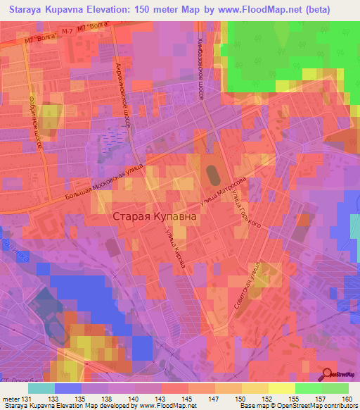 Staraya Kupavna,Russia Elevation Map