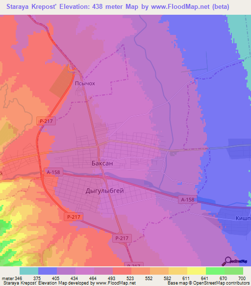 Staraya Krepost',Russia Elevation Map