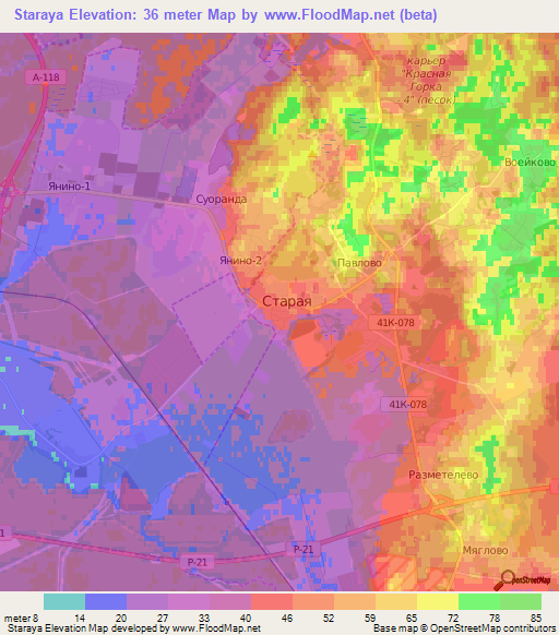 Staraya,Russia Elevation Map
