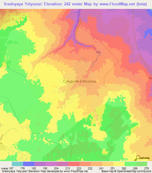 Srednyaya Yelyuzan',Russia Elevation Map