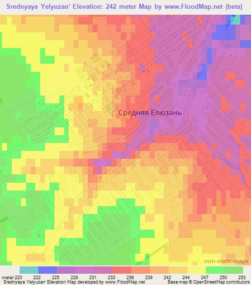 Srednyaya Yelyuzan',Russia Elevation Map