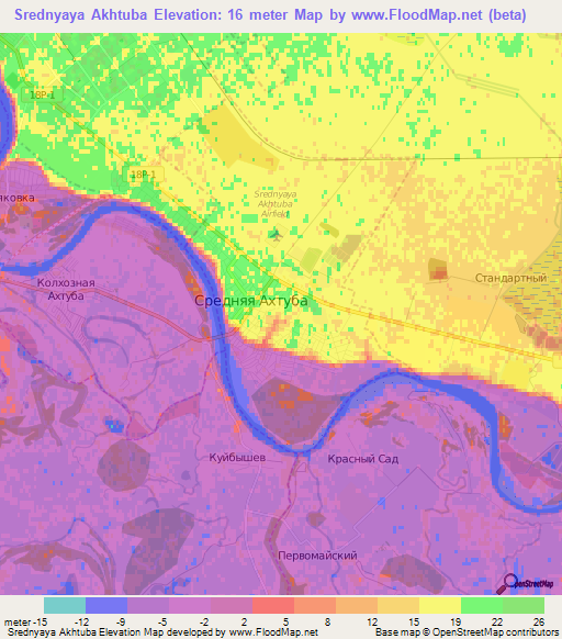 Srednyaya Akhtuba,Russia Elevation Map