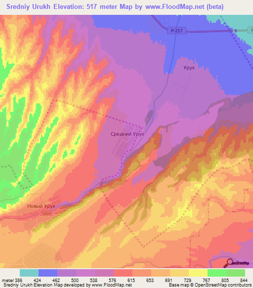 Sredniy Urukh,Russia Elevation Map