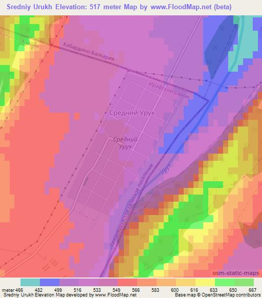 Sredniy Urukh,Russia Elevation Map