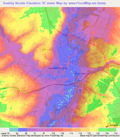 Sredniy Ikorets,Russia Elevation Map