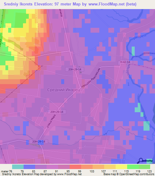 Sredniy Ikorets,Russia Elevation Map