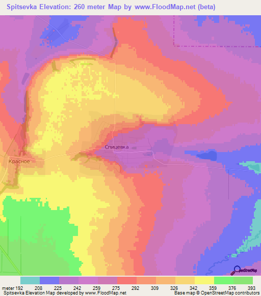 Spitsevka,Russia Elevation Map