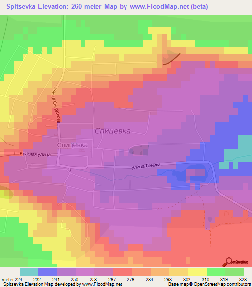 Spitsevka,Russia Elevation Map