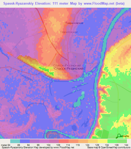 Spassk-Ryazanskiy,Russia Elevation Map