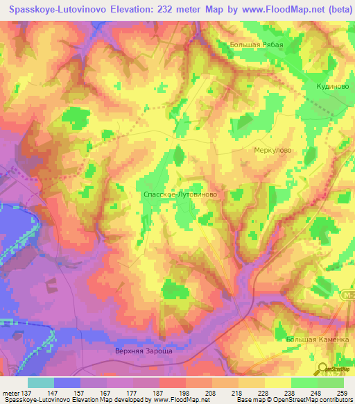 Spasskoye-Lutovinovo,Russia Elevation Map