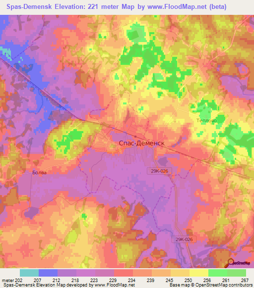 Spas-Demensk,Russia Elevation Map