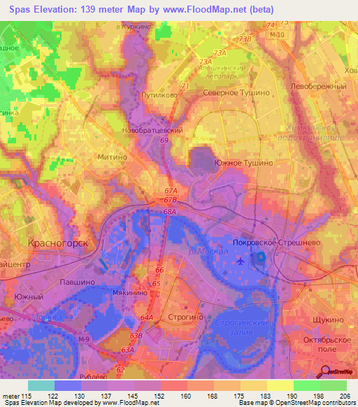 Spas,Russia Elevation Map