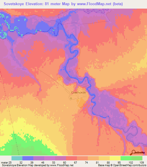 Sovetskoye,Russia Elevation Map