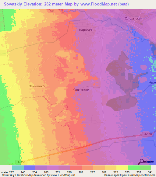 Sovetskiy,Russia Elevation Map