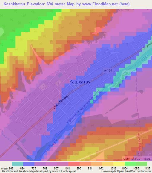 Kashkhatau,Russia Elevation Map