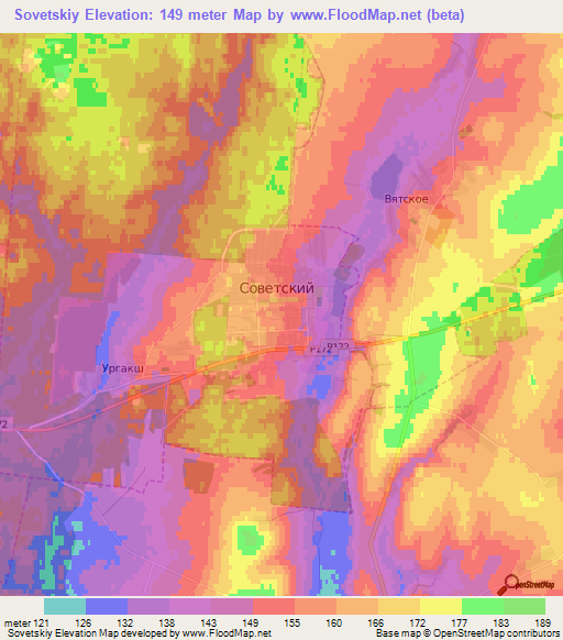 Sovetskiy,Russia Elevation Map