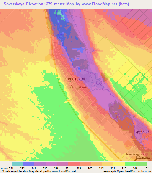 Sovetskaya,Russia Elevation Map