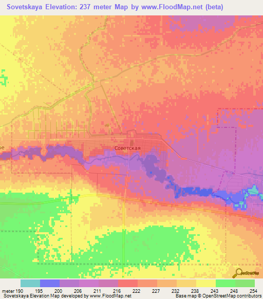 Sovetskaya,Russia Elevation Map