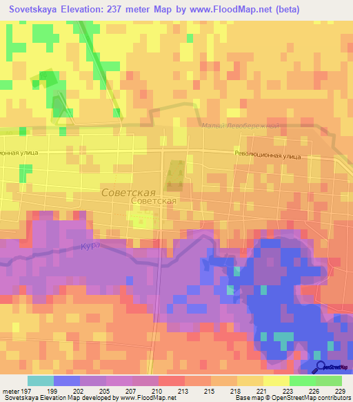 Sovetskaya,Russia Elevation Map