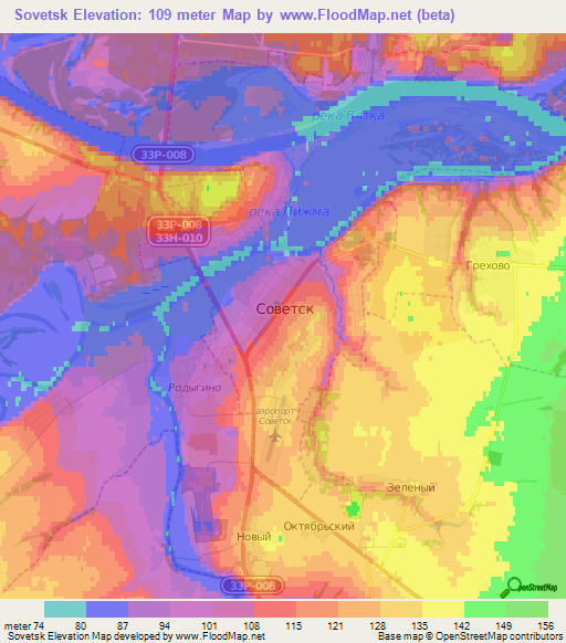 Sovetsk,Russia Elevation Map