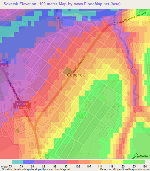 Sovetsk,Russia Elevation Map