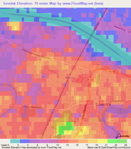 Sovetsk,Russia Elevation Map