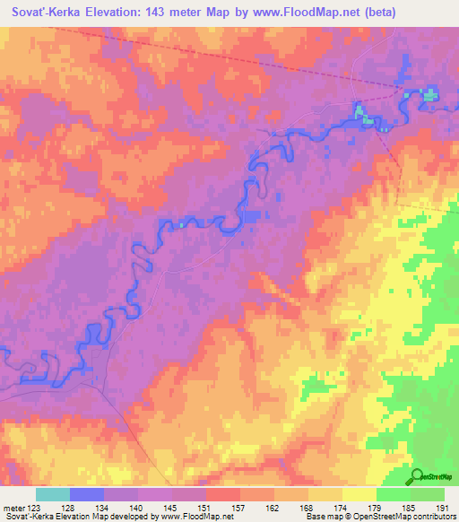 Sovat'-Kerka,Russia Elevation Map