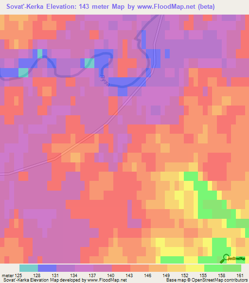 Sovat'-Kerka,Russia Elevation Map