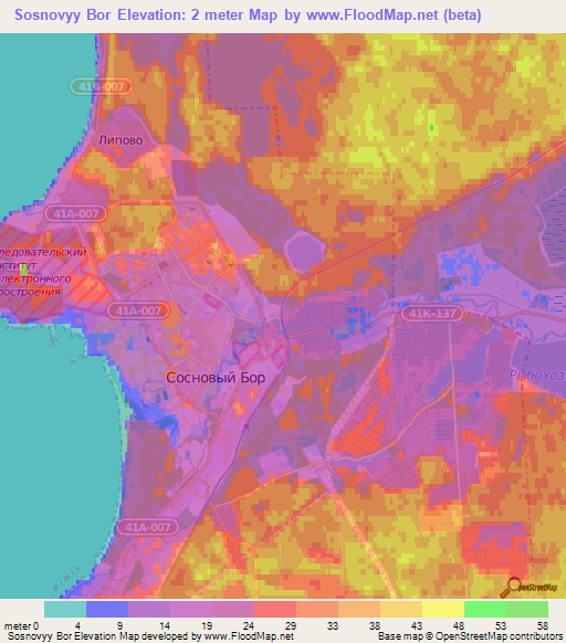 Sosnovyy Bor,Russia Elevation Map