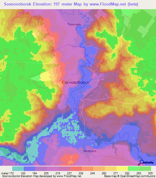 Sosnovoborsk,Russia Elevation Map