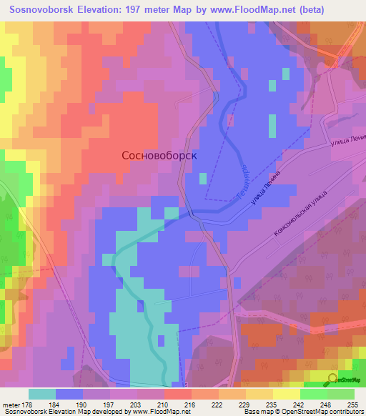 Sosnovoborsk,Russia Elevation Map