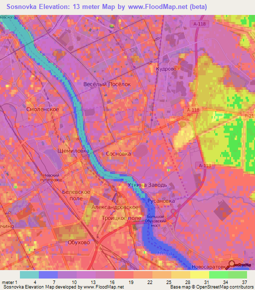 Sosnovka,Russia Elevation Map