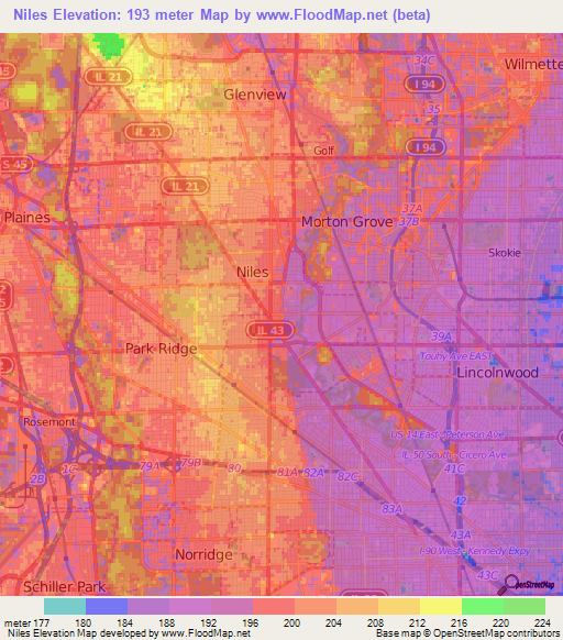 Elevation of Niles,US Elevation Map, Topography, Contour