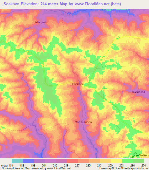 Soskovo,Russia Elevation Map