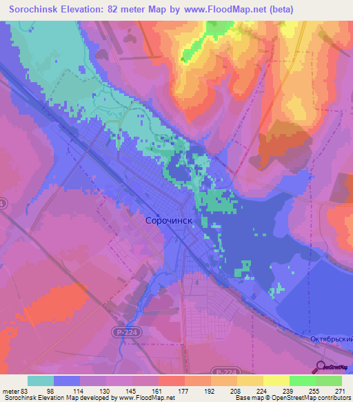 Sorochinsk,Russia Elevation Map