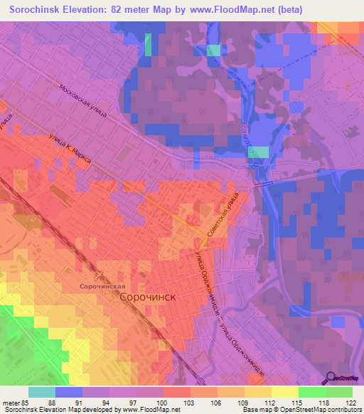 Sorochinsk,Russia Elevation Map