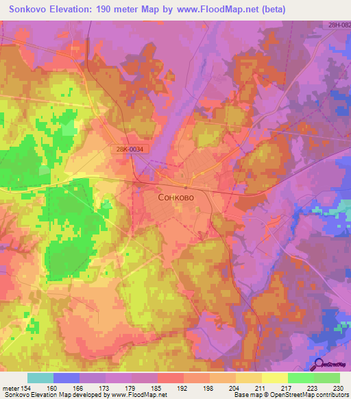 Sonkovo,Russia Elevation Map