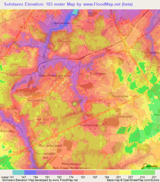 Solntsevo,Russia Elevation Map